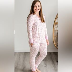 Little Sleepies bamboo sleepwear set in pink with rainbows